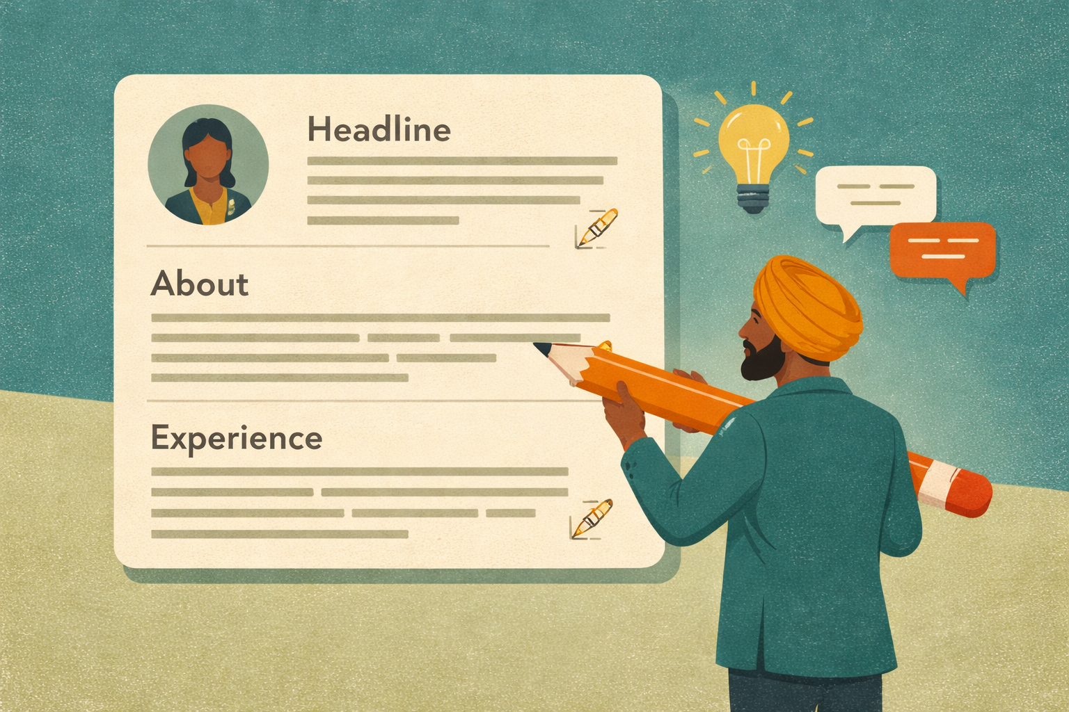 LinkedIn profile sections showing headline, about, and experience optimization